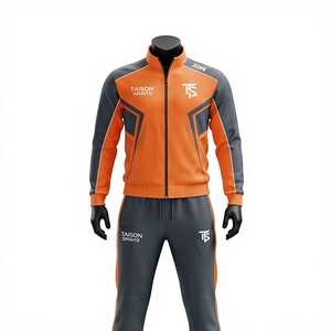 Conjunto Deportivo Unisex para Cricket, 300 Gramos, Poliéster Premium, Panel Naranja y Gris, Logotipo Personalizado, Invierno, Transpirable - Product Image 1
