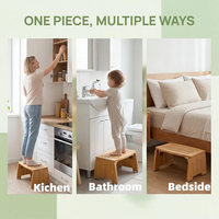 Escabeau pliable en bambou personnalisable de 15 pouces de large, robuste et portable, avec mécanisme de verrouillage, idéal pour les enfants et la salle de bain