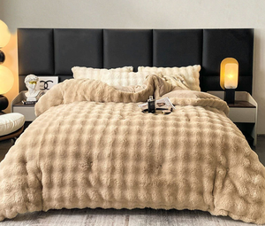 Couette en polaire de nombreuses couleurs - Super douce <span class=keywords><strong>et</strong></span> chaude, couette moelleuse de couleur crème, couverture de lit moelleuse <span class=keywords><strong>et</strong></span> lourde pour l'hiver - Product Image 5