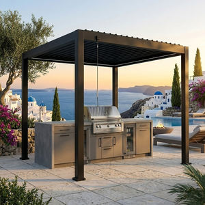 Cocina Exterior Personalizada <span class=keywords><strong>de</strong></span> Acero Inoxidable con Gazebo <span class=keywords><strong>de</strong></span> Aluminio, Resistente a la Humedad, en Colores Fríos, <span class=keywords><strong>Isla</strong></span> <span class=keywords><strong>de</strong></span> Cocina para Jardín con Barbacoa - Product Image 2