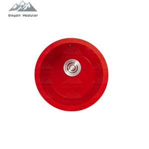 Wayon Red Quarzit Sink vertieft die kreisförmige Küchen arbeits platte und bildet eine Unter theke zum Waschen von Geschirr - Product Image 5