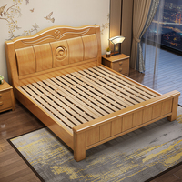 Ensemble de meubles de chambre à coucher de style chinois moderne, lit king-size en bois massif, meubles en bois bon marché, lit queen-size avec rangement