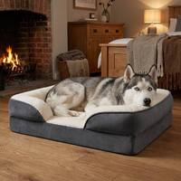 Lit pour chien et chat en peluche de luxe imprimé, canapé amovible et lavable, matelas en mousse à mémoire de forme, doux en fourrure Sherpa, écologique, toutes saisons, carton