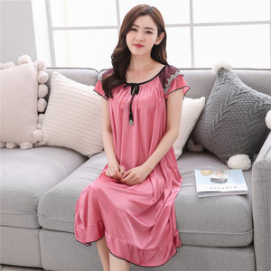 Pijamas <span class=keywords><strong>de</strong></span> mujer nuevo Sexy hogar hielo seda mujer camisón manga corta costura camisón moda elegante camisón <span class=keywords><strong>de</strong></span> <span class=keywords><strong>verano</strong></span> - Product Image 6