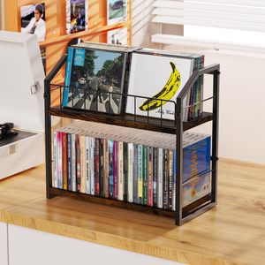 Organizador de CD de 2 Niveles, Estante de Almacenamiento de CD con Estante Superior de Exhibición, Estante de CD Premium para Oficina en Casa, Organizador a Granel - Product Image 1