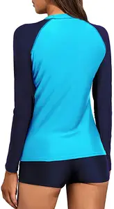 Benutzer definiertes Logo gedruckt Water Beach UV-Schutz Surf Swim Shirts Damen Upf 50 Langarm Rash Guard