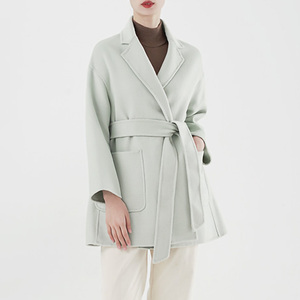 Automne hiver <span class=keywords><strong>mi</strong></span>-<span class=keywords><strong>long</strong></span> col queue 100% laine cachemire Double face femmes <span class=keywords><strong>manteau</strong></span> - Product Image 3