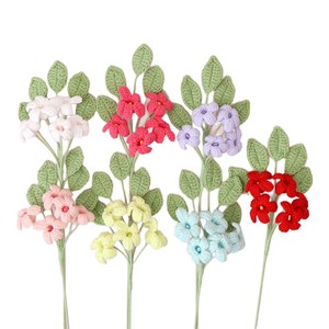 Ramo de flores artificiales de naranja simulado, hecho a mano con hilo de ganchillo, de 5 cabezas, para arreglos florales en jarrones. - Product Image 5