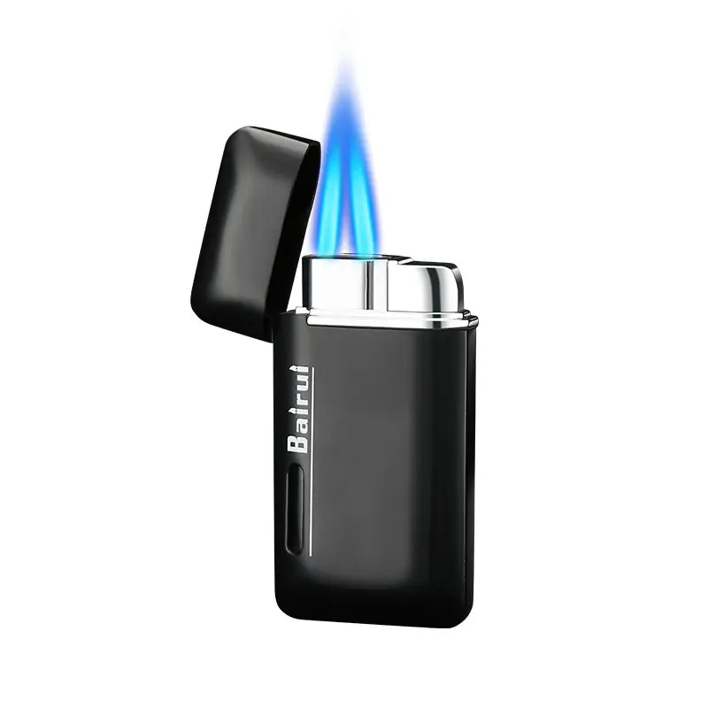 Metal Windproof Lighters Best Selling Product Portable Mini Torch Butane Wholesale of Double Direct Fire Gathering Creative Gas