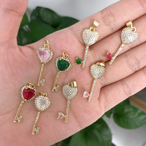 Mặt Dây Chuyền Vòng Cổ Đá <span class=keywords><strong>Zircon</strong></span> Đá Quý Trái Tim Màu Đỏ Chìa Khóa Tình Yêu Mặt Dây Chuyền Mạ Vàng Pha Lê Màu Hồng Ngọc Lục Bảo <span class=keywords><strong>Zircon</strong></span> Thanh Lịch Cho Bạn Gái - Product Image 1