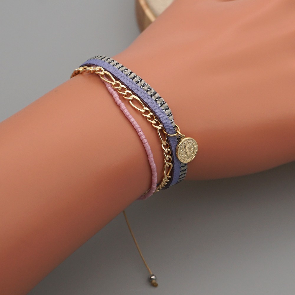 Go2boho Charm Bracelet Joyas de múltiples capas Pulseras de monedas chapadas en oro
