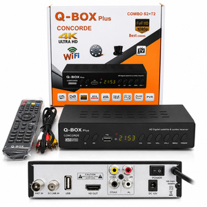 Receptor de TV Satelital VETEK 168MM QBOX T2 S2 Combo H.264 1080P MultiStream/T2MI Decodificador de TV BOX - Product Image 1