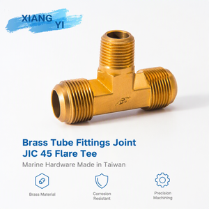 ข้อต่อท่อทองเหลืองขนาด 1/2'' * 1/2'' * 1/2'' แบบ JIC 45 Flare Tee เกลียว BSPT สำหรับเรือยอชท์ ผลิตในไต้หวัน - Product Image 3