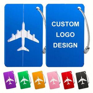 Étiquettes de bagages personnalisées, gravure au laser, impression de logo, alliage d'aluminium, étiquette de bagage d'avion, étiquettes de sac à main portables avec anneau métallique - Product Image 1