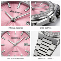 Montre-bracelet pour femme en acier inoxydable avec diamants Mosinite, montre-bracelet pour femme avec logo personnalisé, montres mécaniques automatiques de luxe pour femme