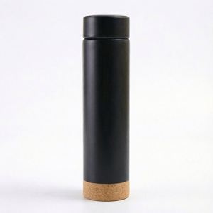 Eco-Friendly BPA Free 304 Stainless Steel 500mL Vacuum Flask Matte Powder Coated Water <b>Bottle</b> with Natural <b>Cork</b> Base - Product Image 4