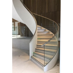<span class=keywords><strong>Escalera</strong></span> Espiral Curva Moderna TL con Barandilla <span class=keywords><strong>de</strong></span> Vidrio sin Marco, <span class=keywords><strong>Escalera</strong></span> Helicoidal Curva Personalizada <span class=keywords><strong>para</strong></span> Casa <span class=keywords><strong>de</strong></span> Lujo - Product Image 1