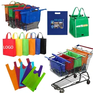 Custom Logo Printed Recycle Reusable Grocery Tote Shopping Bags PP Laminated Non Woven Fabric Storage Mesh Backpacks Promotional