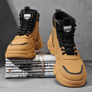 Bottes décontractées pour hommes Havison, à lacets, à tige haute, semelle en caoutchouc, bout rond, couleur unie, chaussures de marche tendance pour toutes les saisons - Product Image 5