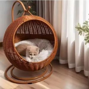 Cesta Colgante para Gatos de Mimbre PP PE Tejida a Mano, <span class=keywords><strong>Cama</strong></span> para Mascotas Lavable y Removible, Antideslizante, Venta Directa de Fábrica - Product Image 2