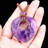 Natuurlijke kristallen hartvormige hanger ketting - Gepolijste roestvrijstalen edelsteen sieraden, Valentijnsdag/verjaardagscadeau