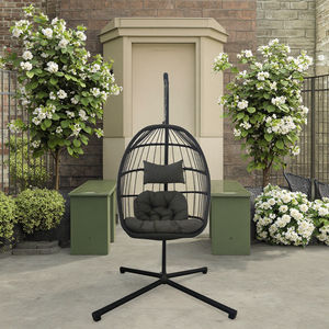 Chaise d'oeuf suspendue pliante en rotin HL-CS-24068 pour jardin extérieur Patio vente par correspondance paquet balançoire oeuf suspendu chaise simple - Product Image 3