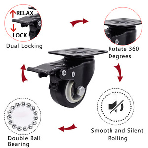2-Zoll Schwerlast-PP-Schwenkrollen mit Feststellbremse für Einkaufswagen, Möbel und Werkbänke - Product Image 2