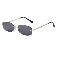 Lunettes de soleil de luxe unisexes, monture carrée sans bordure, métal doré, légères, confortables, verres verts UV400