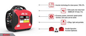 Generador Portátil Digital Silencioso de 3.5kW y 4 Tiempos Refrigerado por Aire SC2000i-L 240V/230V SC2000 - Product Image 3