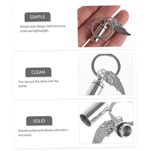 Guci hewan peliharaan liontin gantungan kunci Mini abu kenang-kenangan wadah dengan sayap malaikat desain Memorial gantungan kunci liontin untuk abu hewan peliharaan - Product Image 4