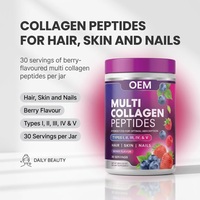 Poudre de peptides de collagène multi-types I, II, III, IV, V, saveur baies, 281g, pour cheveux, peau, ongles, mélange pour boisson