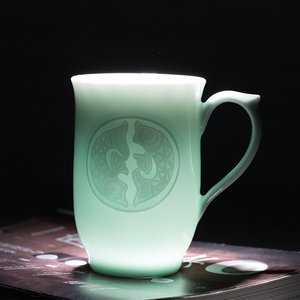 Tazza da Tè in Porcellana Celadon con Coperchio 9oz Elegante Set da Tè Cinese Kung Fu per Casa Ufficio Regalo - Product Image 3