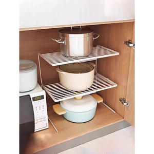 Estante de Cocina Minimalista de Acero al Carbono de Dos Niveles, Organizador de Ollas y Tazones, Fácil Instalación, Montado en la Pared - Product Image 1
