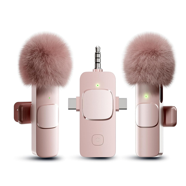 3in1Wireless C Lavalier Microphone for IPhone/Android/Camera Mini Design 7-Hour Battery High-Definition Sound Noise Cancelling