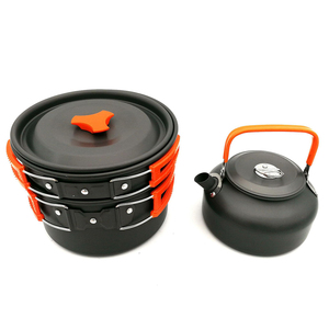 3 pièces/ensemble Ultra-léger En Alliage D'aluminium <span class=keywords><strong>Camping</strong></span> Ustensiles De Cuisine Ustensiles de Cuisson Théière Pique-Nique Vaisselle Bouilloire Pot Poêle - Product Image 5