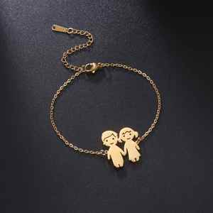 Niños y niñas Parejas Bestie Pulsera de acero inoxidable Dibujos animados lindos DIY Combinación Niño y Niña Pulsera de acero de titanio - Product Image 2