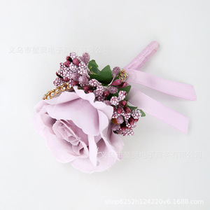 Wedding Corsage: Forest-<strong>themed</strong> Berry Fabric Imitation Single Rose Creative Matching with Lapel Flower Wedding <strong>Bride</strong> Corsage