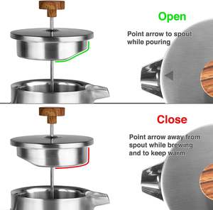 Cafetière à piston en acier inoxydable 304 à double paroi avec poignée en bois, personnalisable avec logo, très vendue - Product Image 4