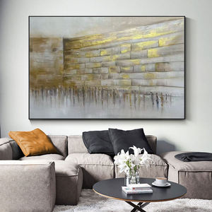 Cuadro Grande Abstracto del <span class=keywords><strong>Muro</strong></span> <span class=keywords><strong>Occidental</strong></span> de Jerusalén, Kotel, Lienzo Hecho a Mano, Paisaje Dorado, Pintura Acrílica, Arte de Pared, Decoración Moderna para el Hogar - Product Image 1