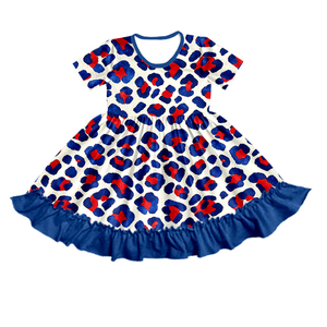 <span class=keywords><strong>Vestito</strong></span> Casual per Bambine con Stampa Leopardata Personalizzata, Maniche Corte e Orlo a Volant, 0-12 Mesi - Product Image 4
