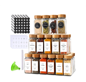 Ensemble de 36 pots à épices cylindriques ronds en verre de 4 oz avec étiquettes de marqueur à craie blanche 806, entonnoir, compte-gouttes, bouchon pompe, stockage complet des épices - Product Image 1