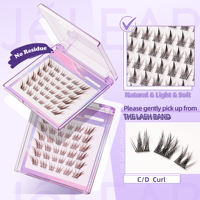 Facile à porter Aucune colle nécessaire Appuyez sur la grappe de cils Privé Pré Bond Extension de cils Diy Cluster Lashes