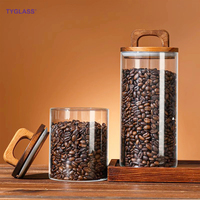 Pot à épices en verre borosilicate de haute qualité, couvercle hermétique en acacia, capacité de 350 à 1550 ml, design multifonctionnel détachable, stockage alimentaire