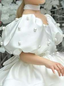 Nuevo <span class=keywords><strong>Vestido</strong></span> de Princesa con Volantes para Niñas, Primera Comunión, Fiesta de Bodas, <span class=keywords><strong>Vestido</strong></span> de <span class=keywords><strong>Tul</strong></span> con Cinturón de Perlas y Lazo, <span class=keywords><strong>Vestido</strong></span> de Actuación para Cumpleaños de Bebé - Product Image 4