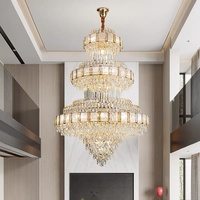 Lustre en cristal LED de luxe pour villa, grand escalier intérieur, hall d'entrée élégant, hôtel duplex, salle de banquet de mariage, luminaire suspendu