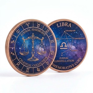Moneta in Rame Talismano della Giustizia Libra Venere Segno Zodiacale Aria 1oz del Produttore OEM per Boutique New Age - Product Image 1