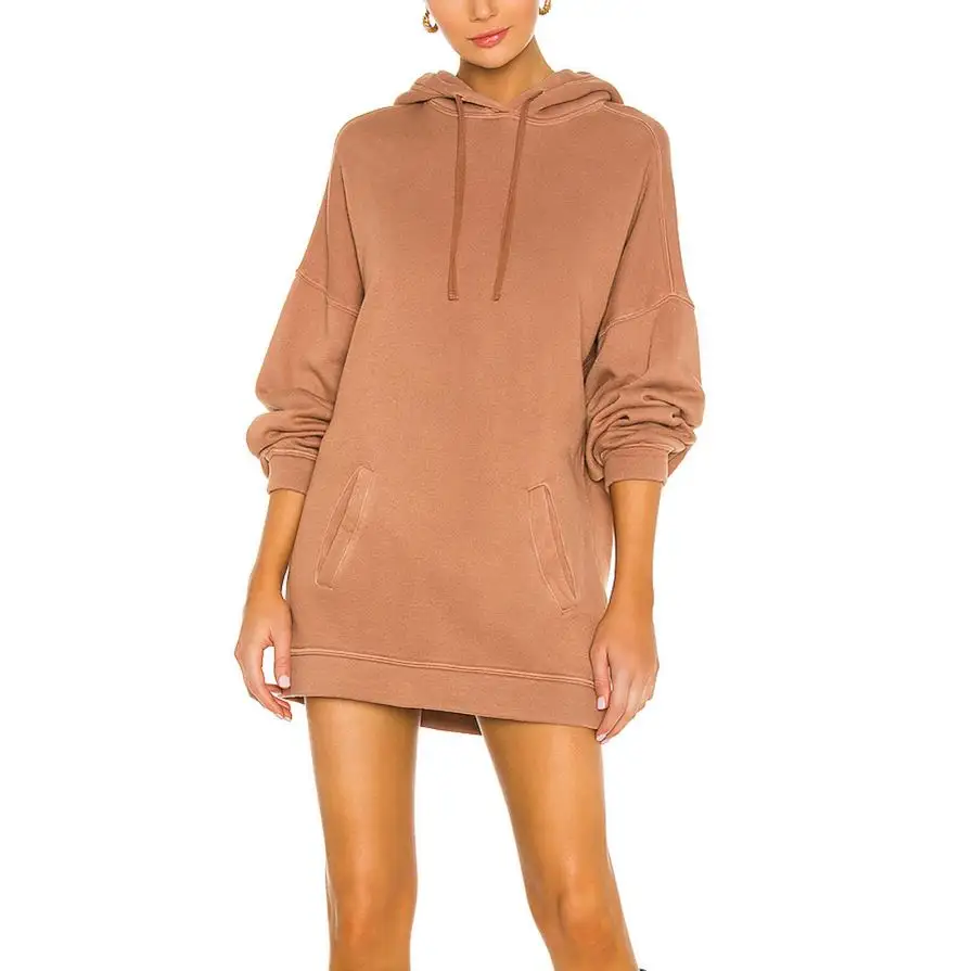 Verstelbare Koord Front Kangoeroe Pocket Oversized Vrouwen Hoodie Jurk