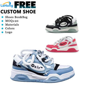 Chaussures décontractées pour hommes en cuir véritable, en denim tricoté, à lacets, à semelle épaisse, tendance automne-hiver, pour l'extérieur - Product Image 1