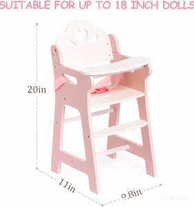 <span class=keywords><strong>เก้าอี้</strong></span>ไม้สำหรับตุ๊กตา พร้อมเบาะรองนั่ง ราวกันตก และโต๊ะ ของเล่นบทบาทสมมติสำหรับเด็กผู้หญิง - Product Image 2