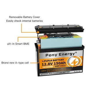 Batteria agli ioni di litio e ferro fosfato Lifepo4 batteria solare 12V 24V 48V 50Ah 100Ah 200Ah 300Ah 400Ah 10Kwh LiFePO4 celle impilabili